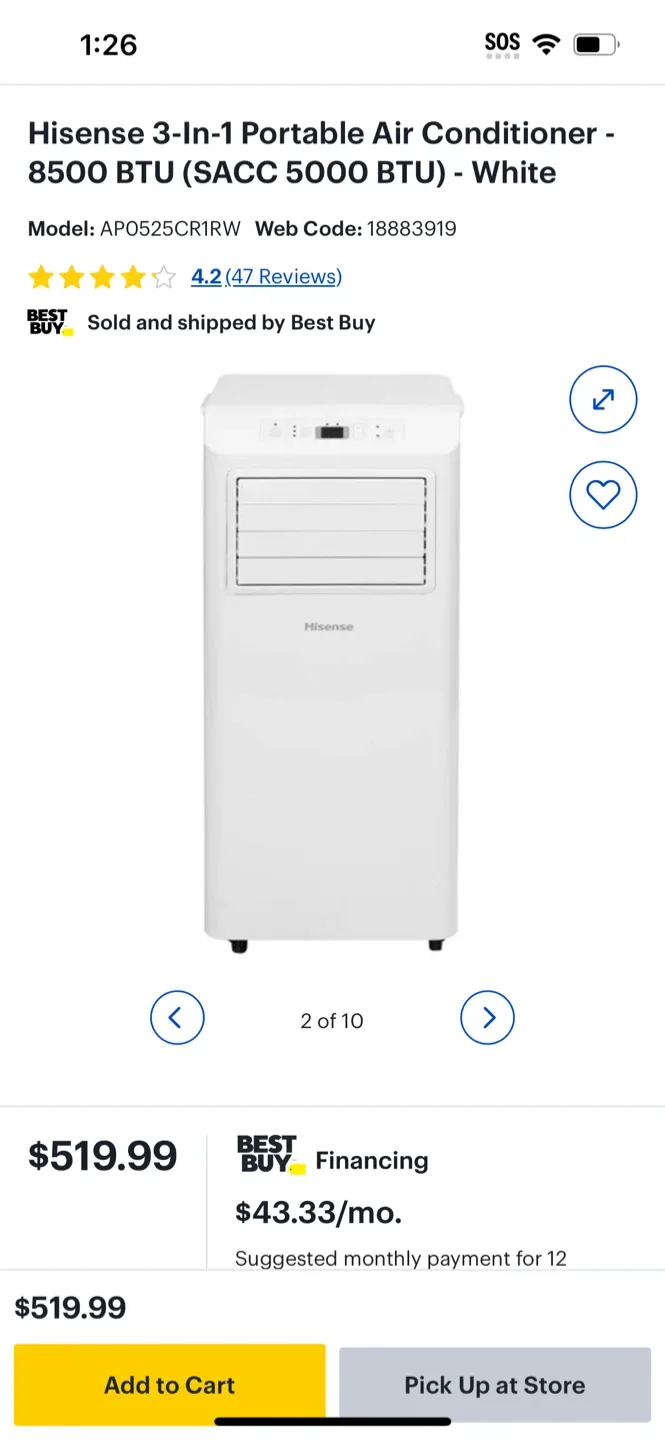 Hisense 3-In-1 Portable Air Conditioner - White image indicator(2)