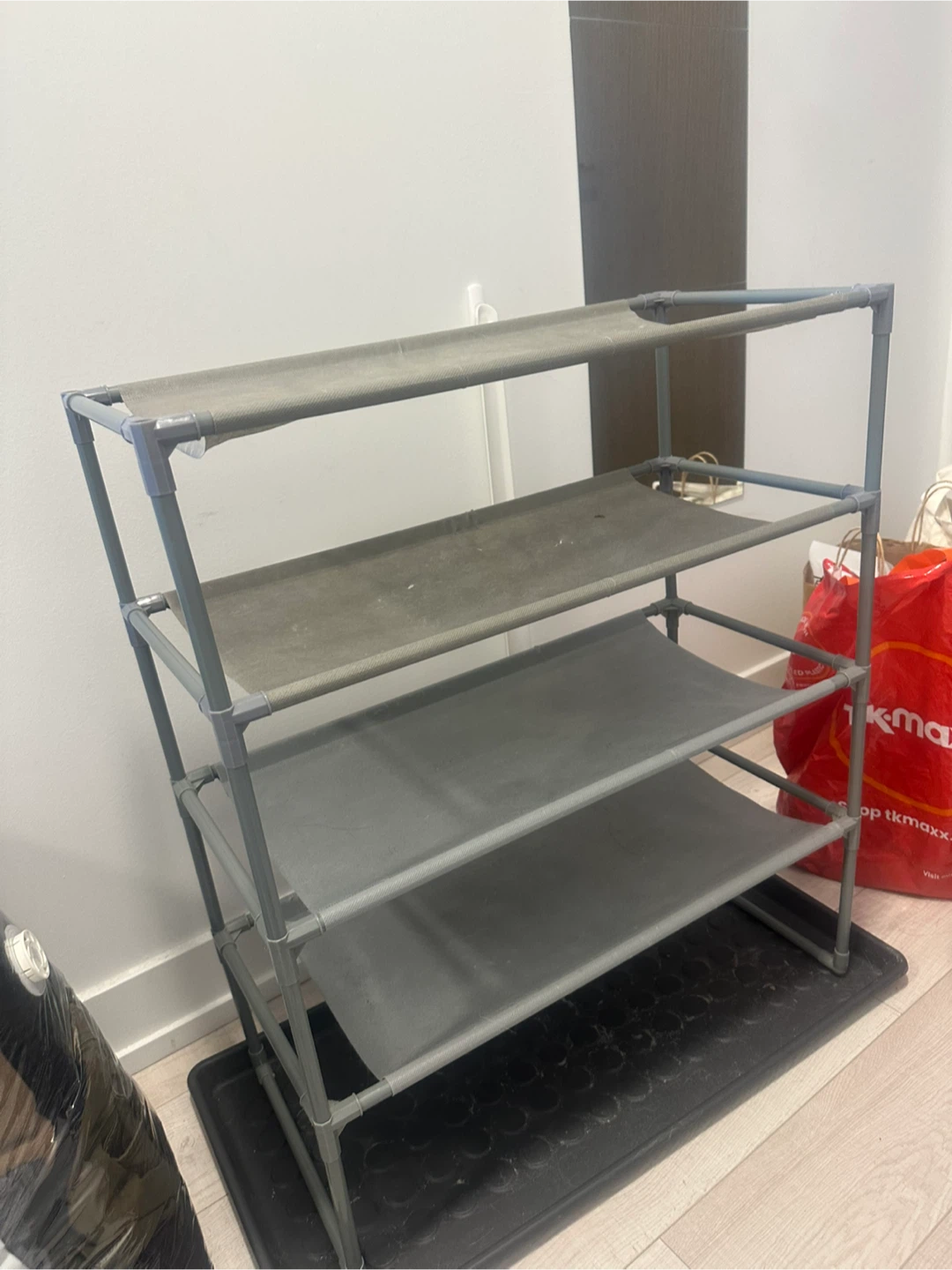 Grey 4-Tier Shoe Rack
