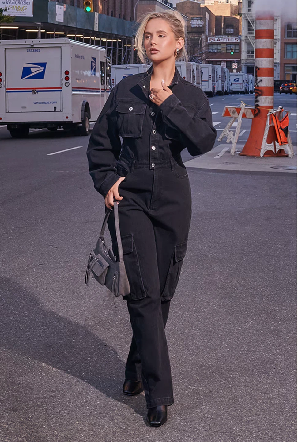 Black Denim Jumpsuit