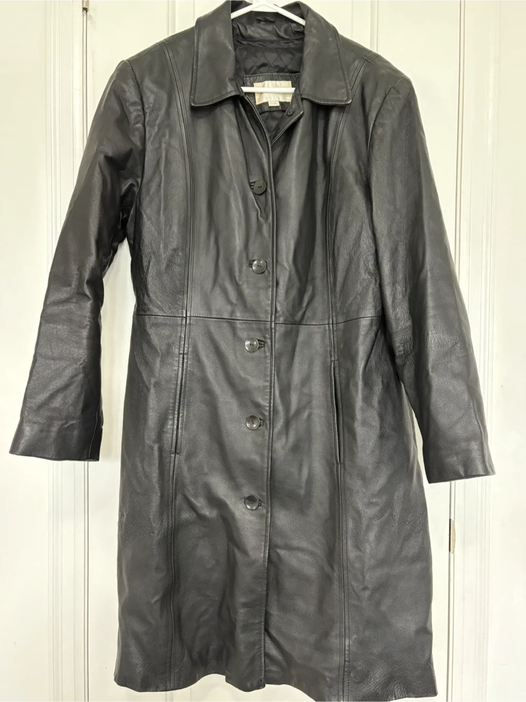 Fairweather Black Leather Coat - Size L thumbnail