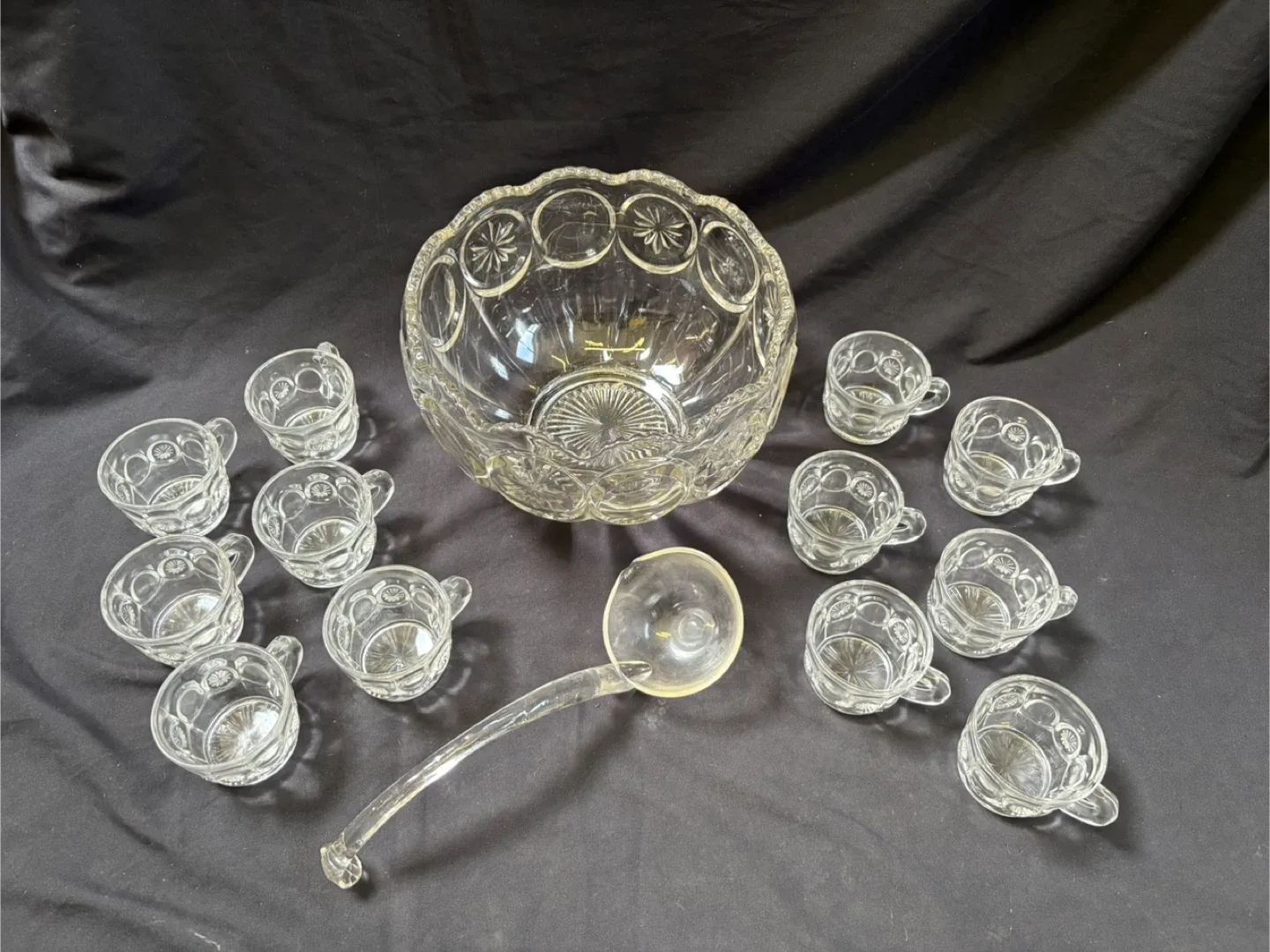 Vintage Punch Bowl Set with Cups and Ladle image indicator(2)