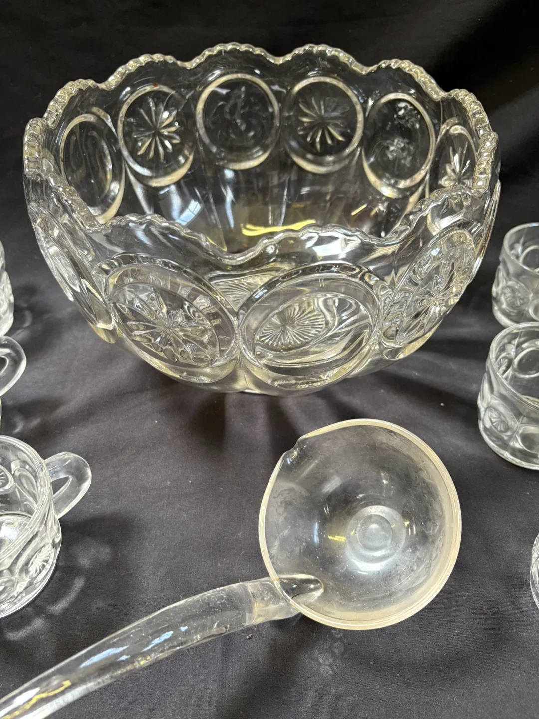 Vintage Punch Bowl Set with Cups and Ladle image indicator(7)