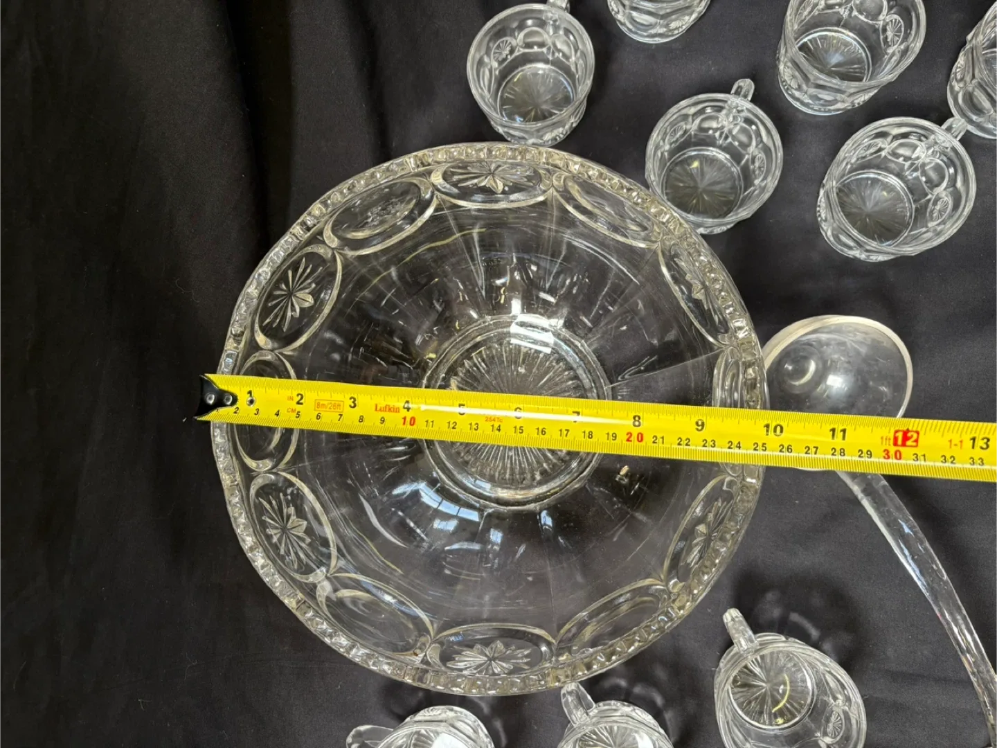 Vintage Punch Bowl Set with Cups and Ladle image indicator(9)