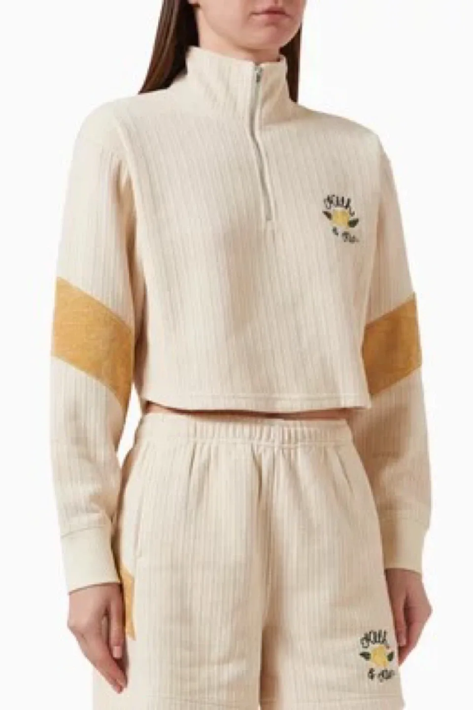 Kith Women Bleecker Rib Quarter Zip Top - Cream image indicator(3)