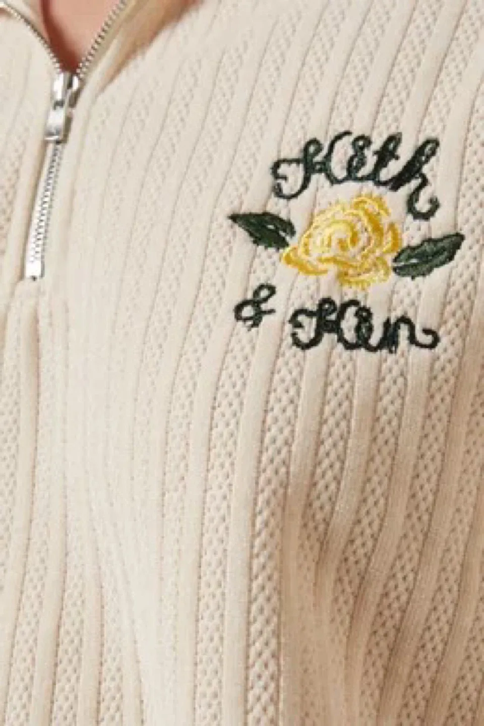 Kith Women Bleecker Rib Quarter Zip Top - Cream image indicator(6)