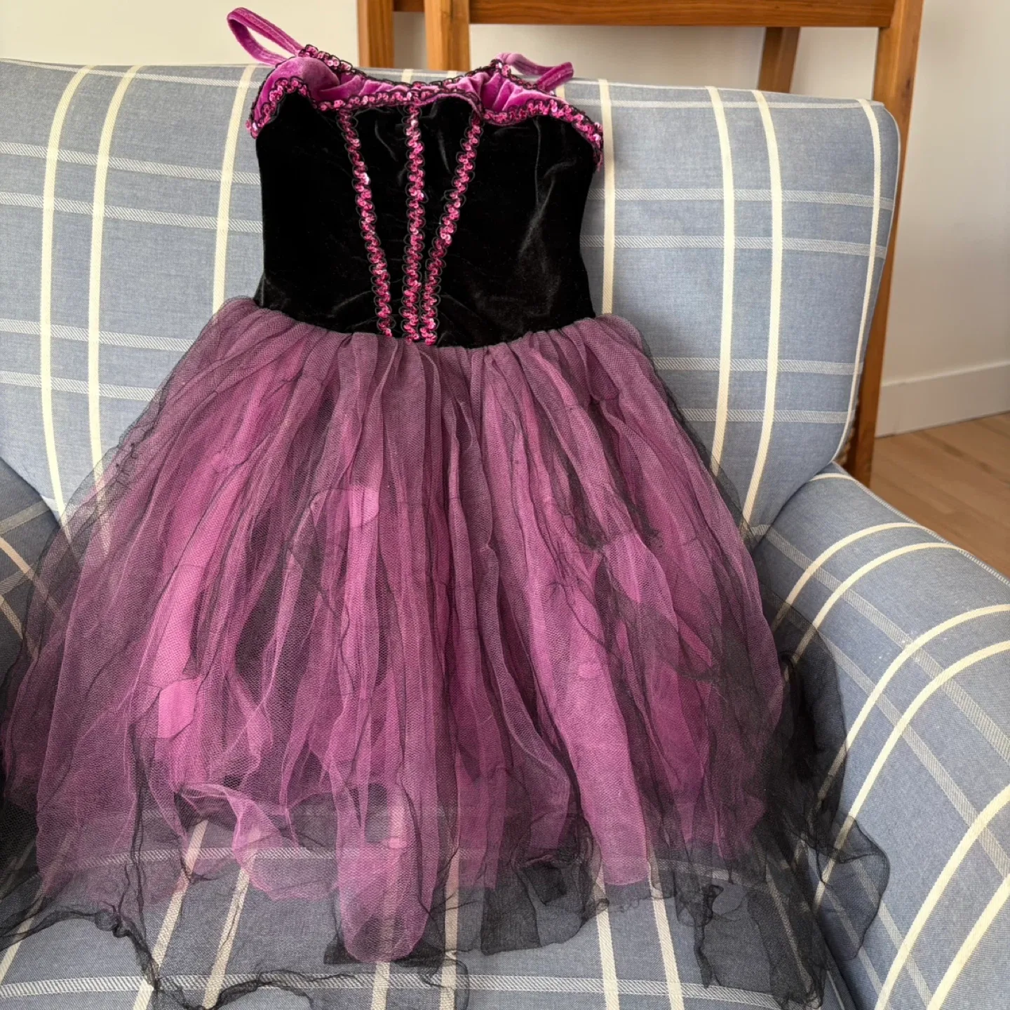 🥕Girls' Ballet Leotard Dress - Black & Purple