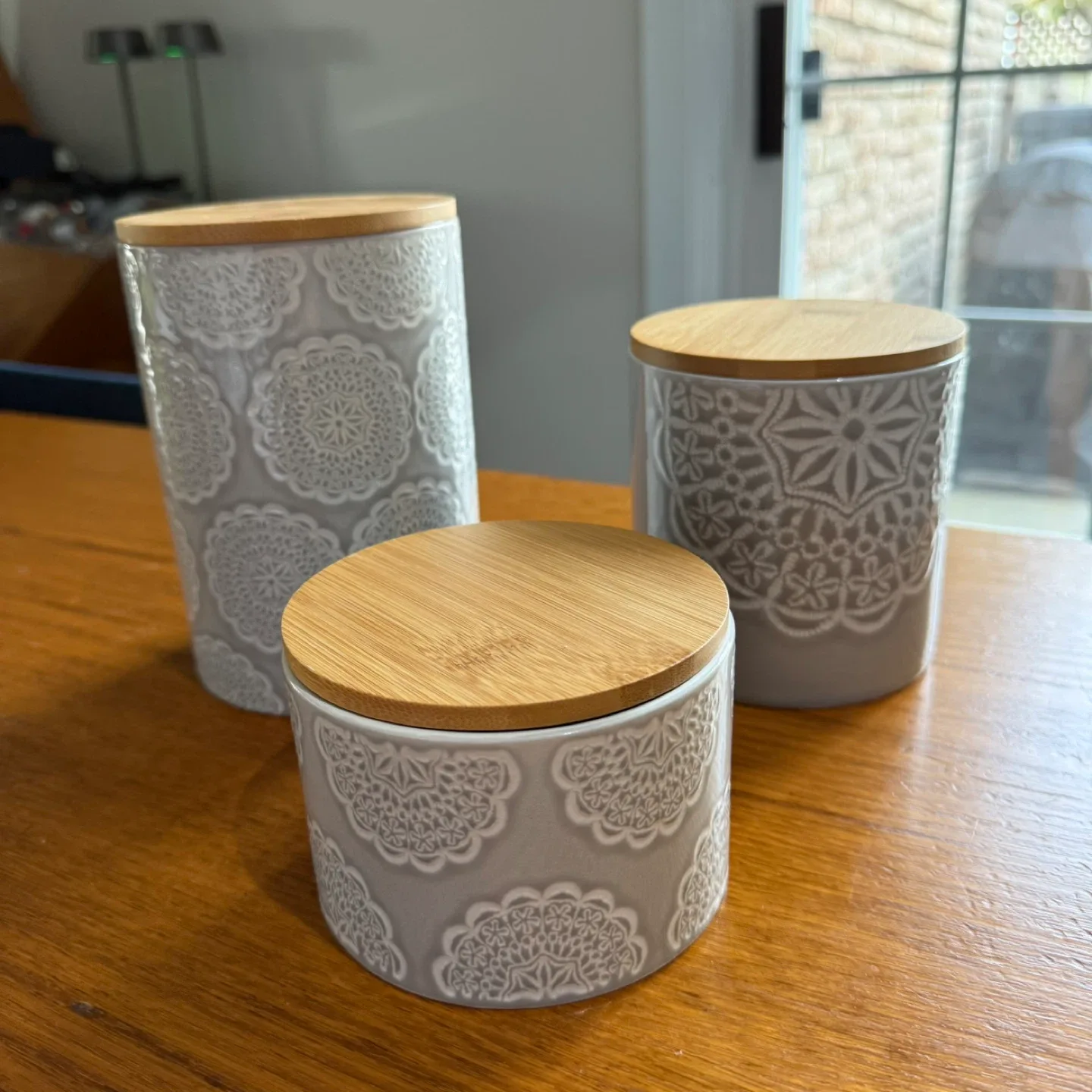 Stokes Mandala Canister - Stoneware/Bamboo image indicator(2)