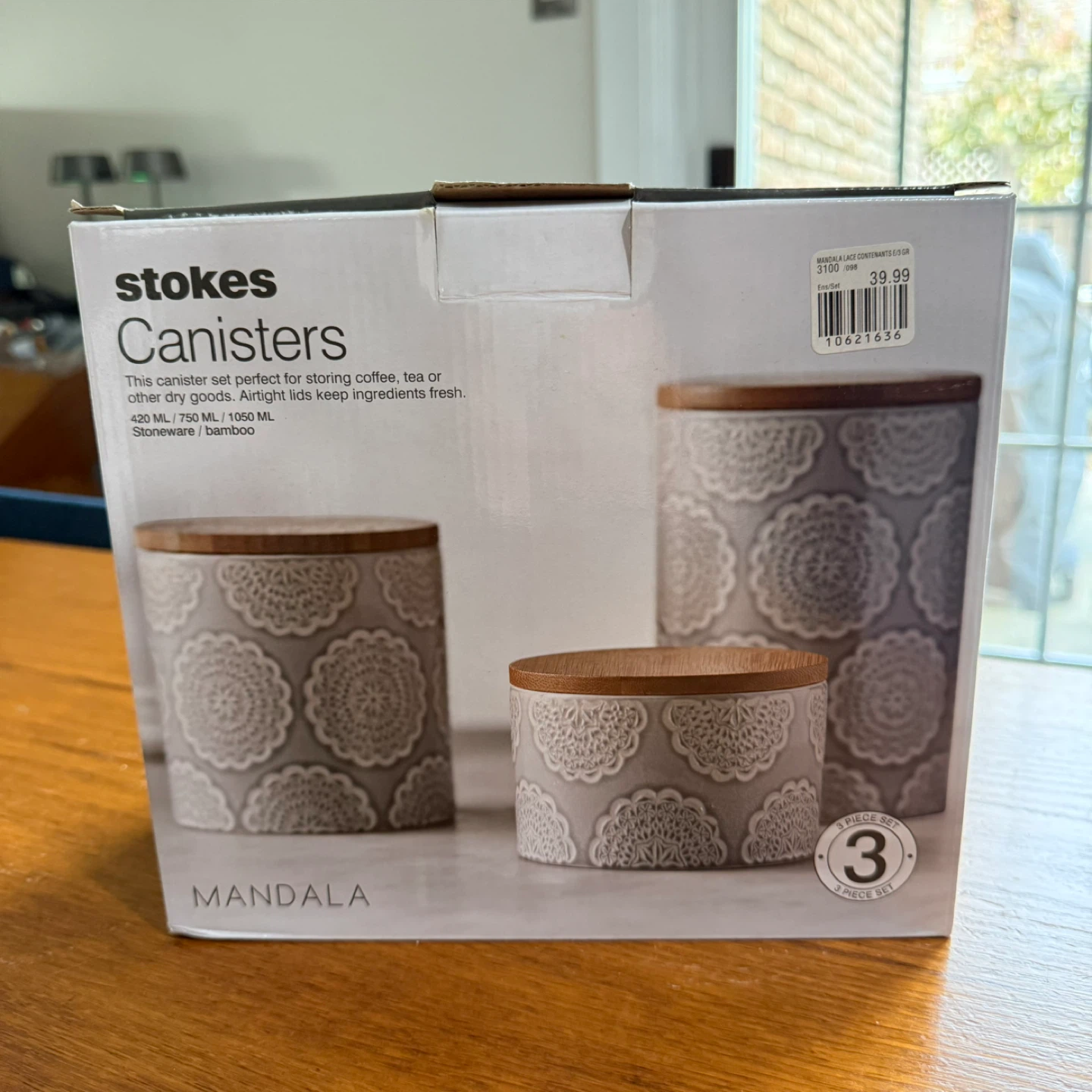 Stokes Mandala Canister - Stoneware/Bamboo