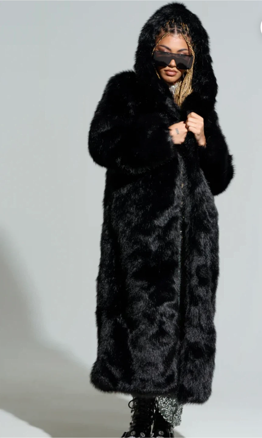 Black Faux Fur Coat