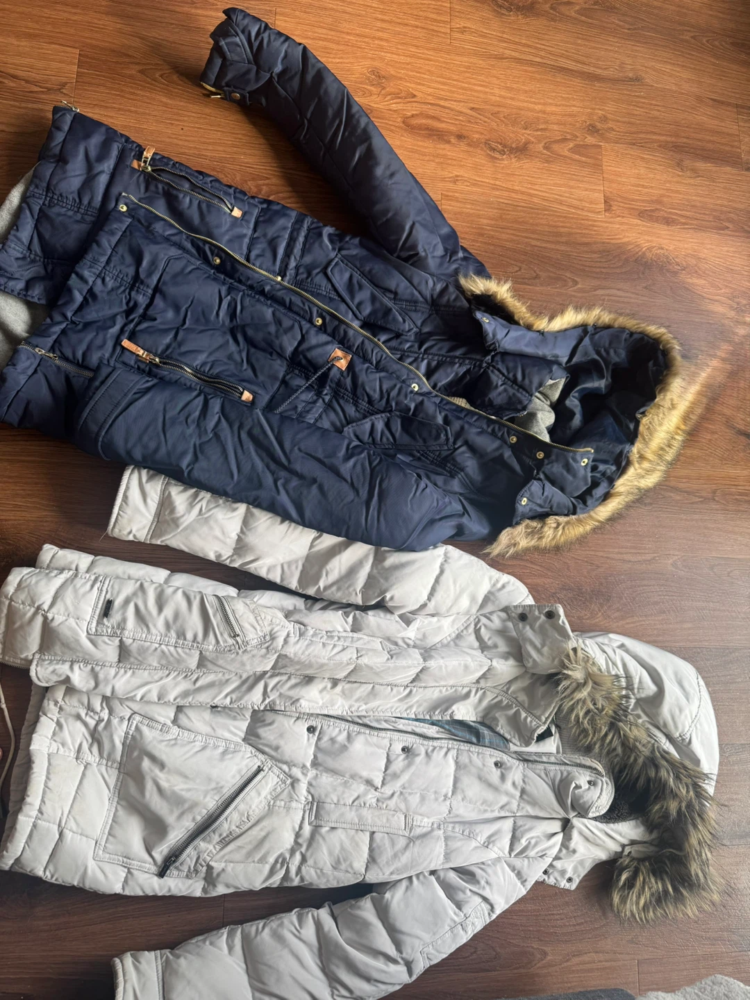 Two Winter Coats - Navy and White