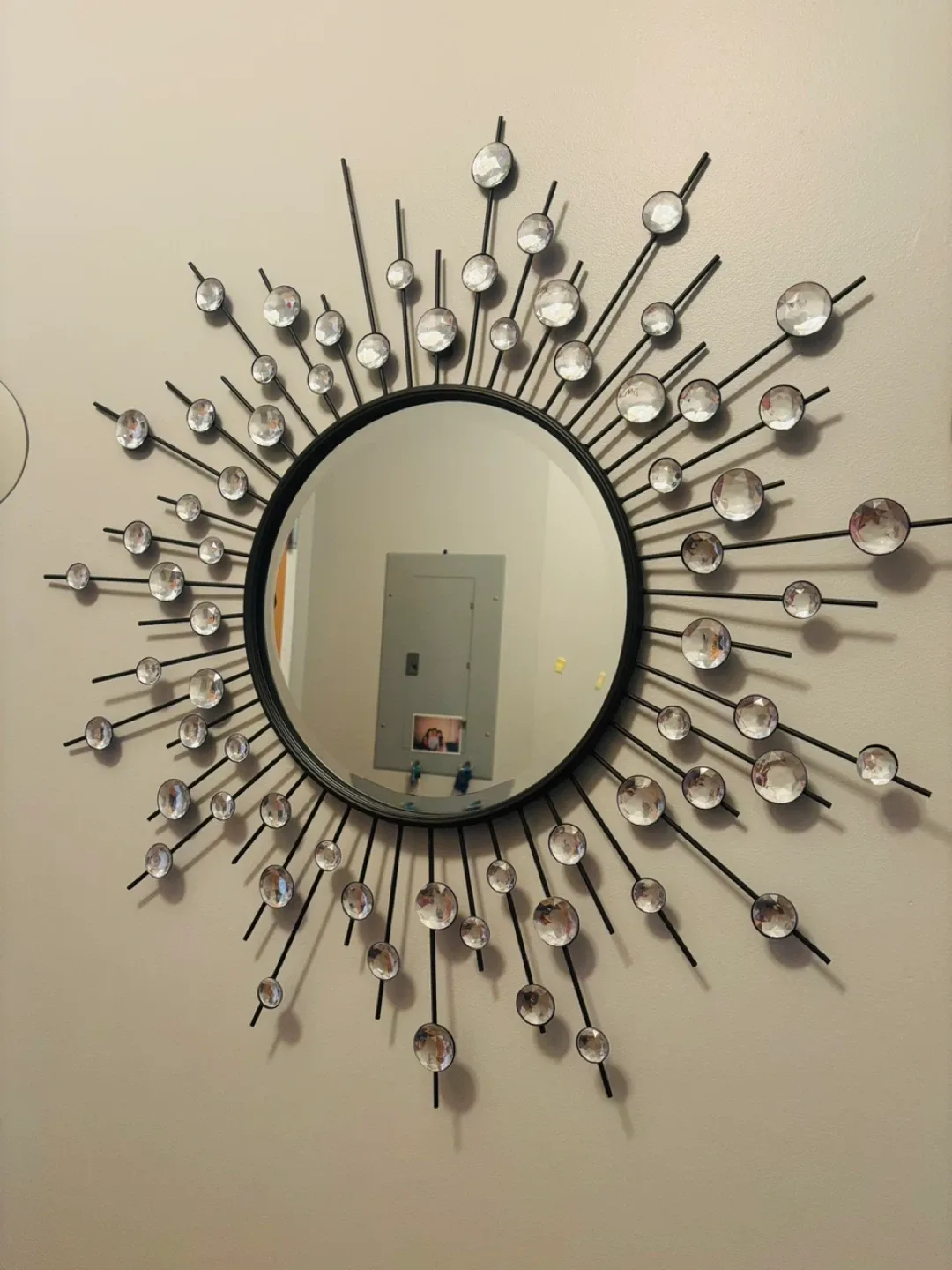 29” Starburst Mirror - Black Frame with Crystal Accents thumbnail