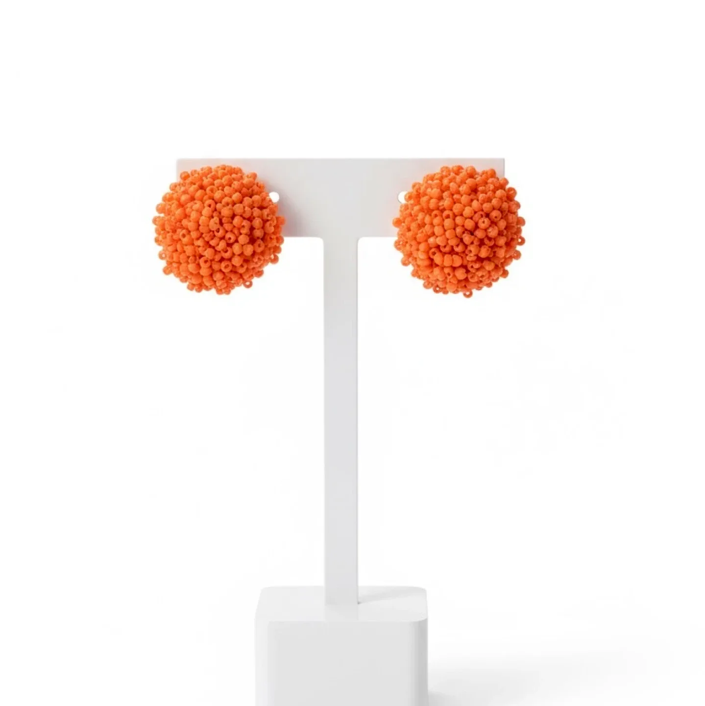 Orange Seed Bead Stud Earrings thumbnail