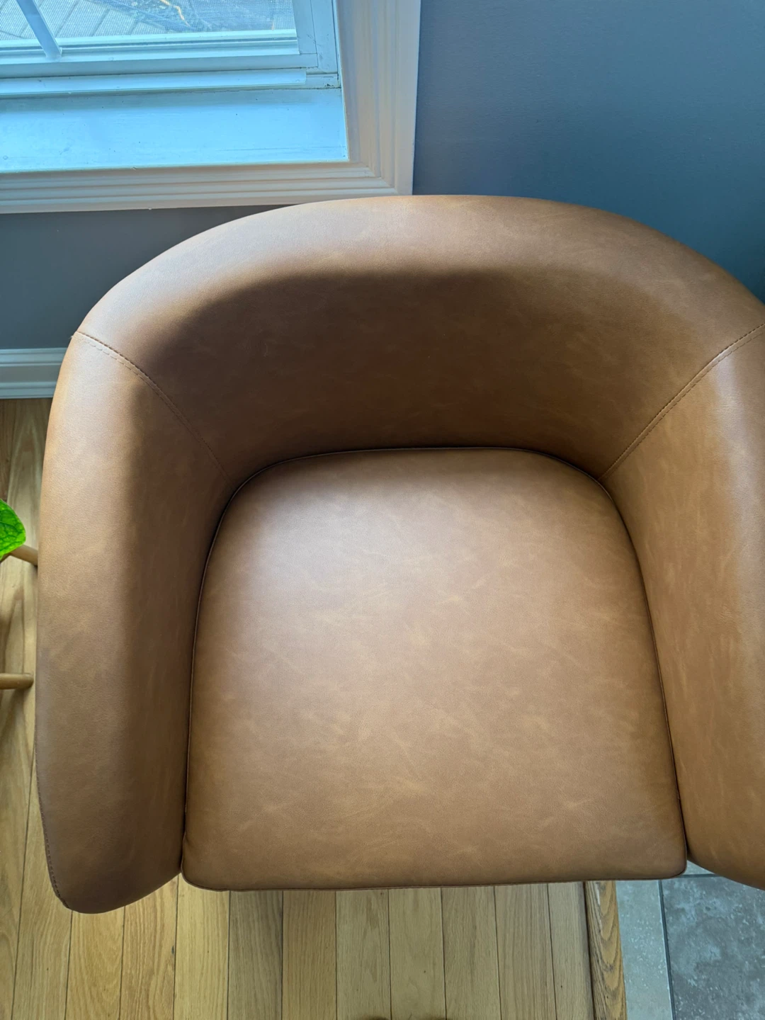 UIXE Faux Leather Swivel Barrel Accent Chair - Brown - photo 4