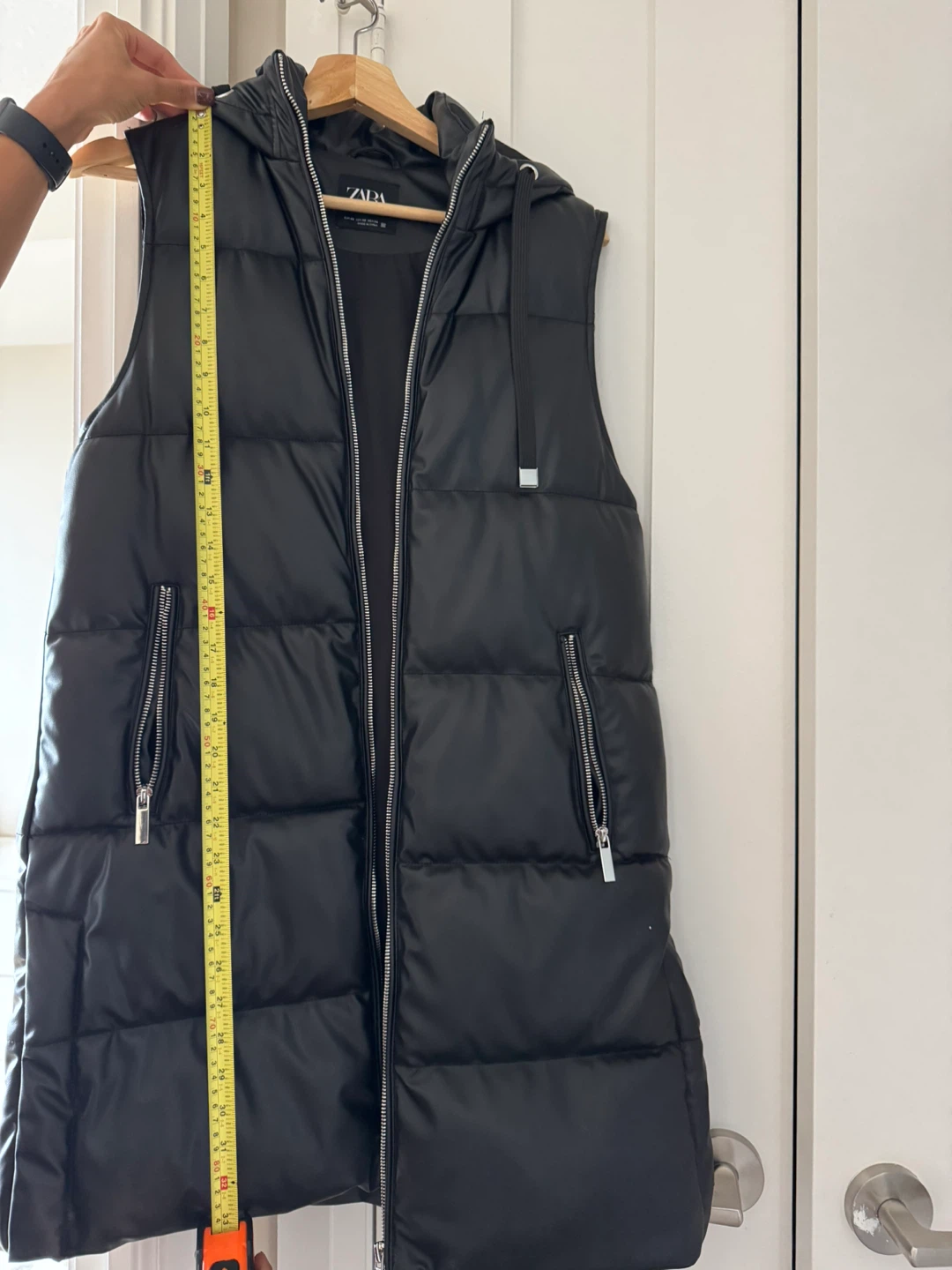 Zara Black Puffer Vest with Hood
