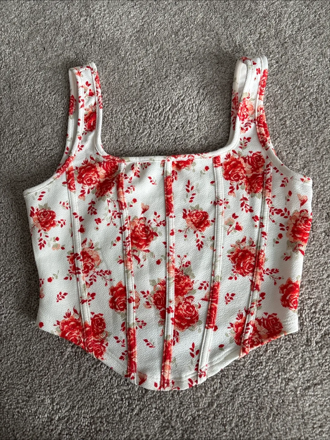 Shein XS Corset 3 pieces Tops - Olive, White, Floral image indicator(4)