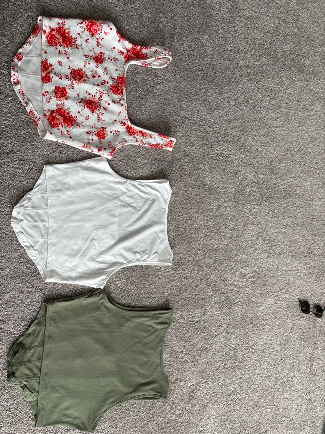 Shein XS Corset 3 pieces Tops - Olive, White, Floral image indicator(2)