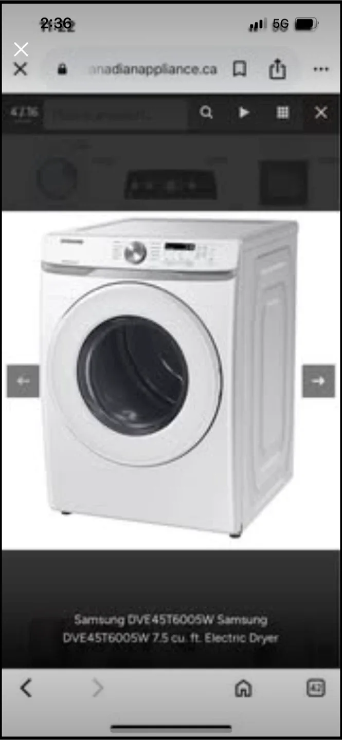 New Samsung DVE45T6005W 7.5 cu. ft. White Electric Dryer image indicator(2)