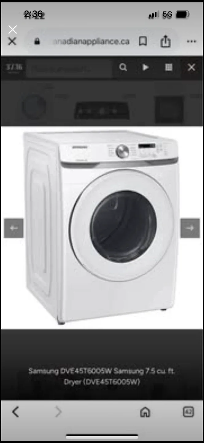 New Samsung DVE45T6005W 7.5 cu. ft. White Electric Dryer image indicator(3)