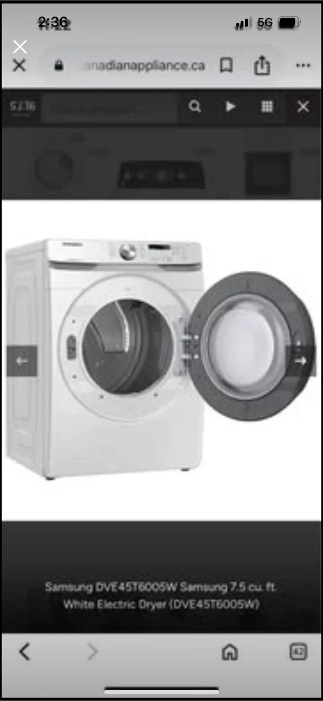 New Samsung DVE45T6005W 7.5 cu. ft. White Electric Dryer image indicator(4)