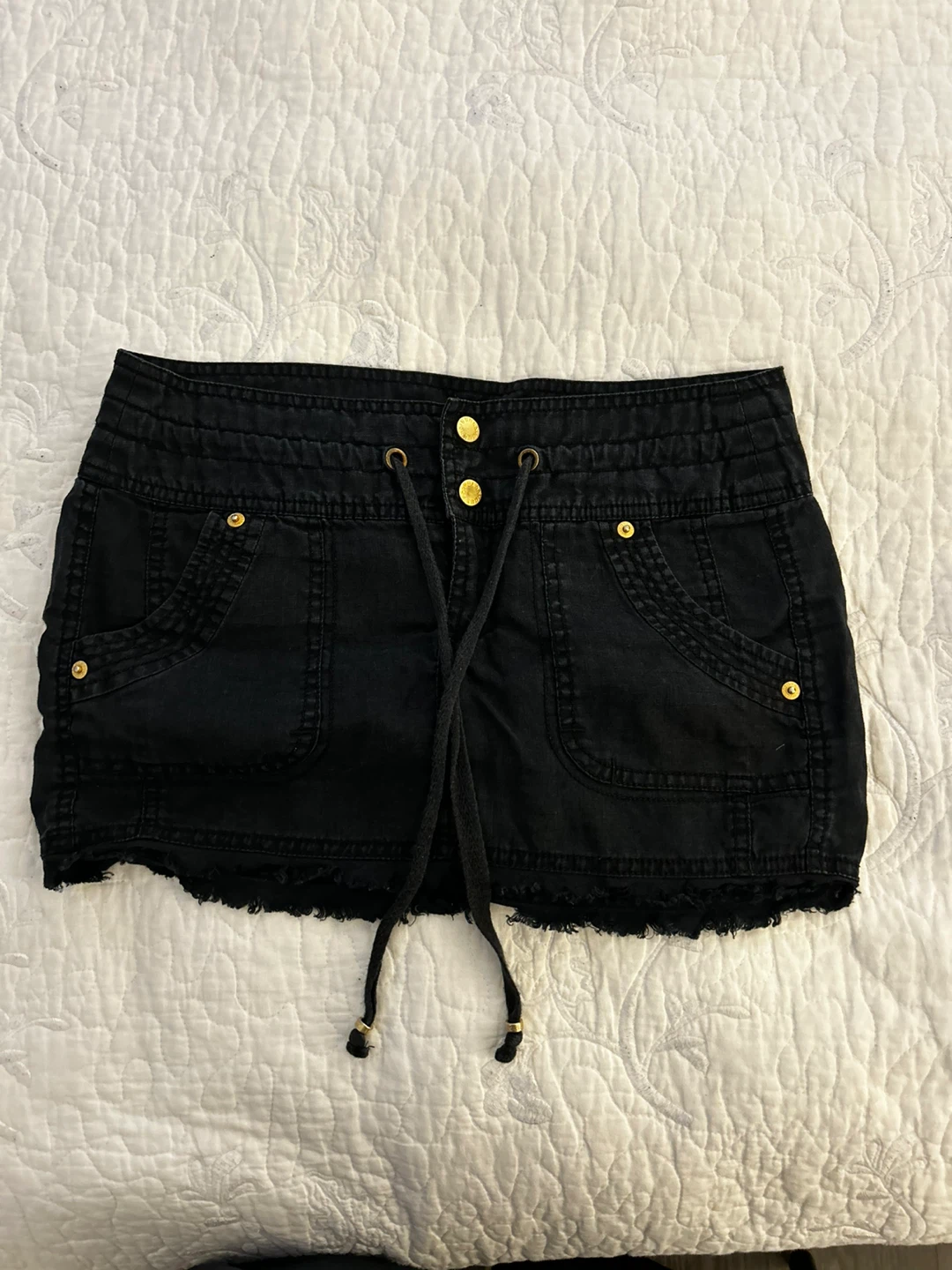 Guess Black Linen Mini Skirt - Size 26