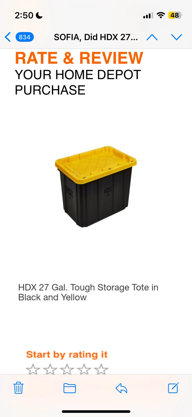 HDX 27 Gal. Tough Storage Tote - Black and Yellow