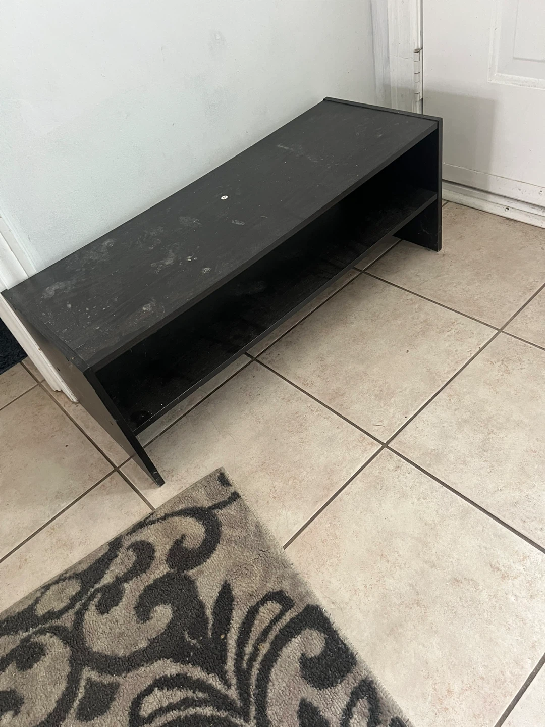 Dark Brown TV Stand & Grey Sectional Couch - photo 2