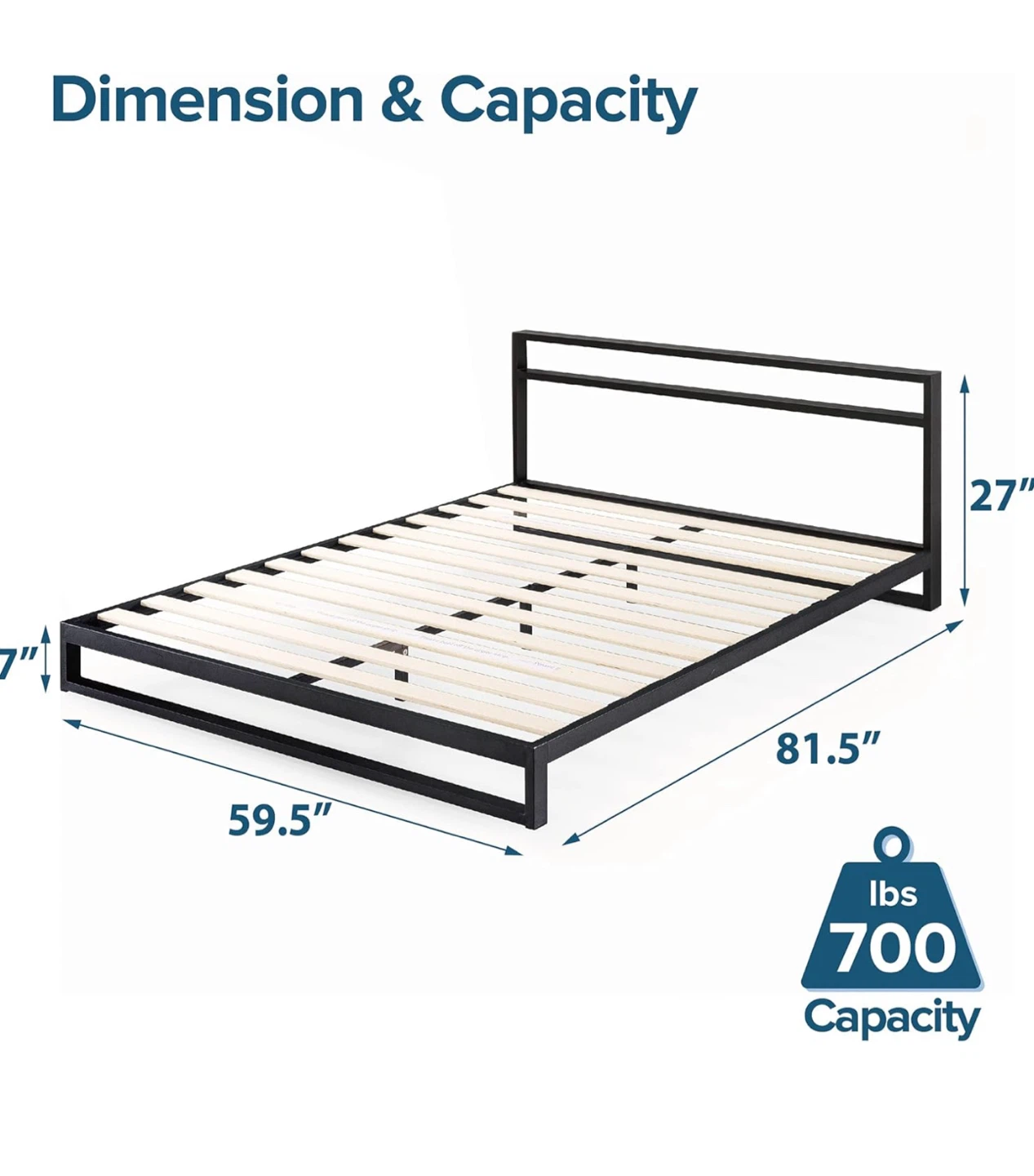 ZINUS Trisha Double Bed Frame with Headboard and Mattress - photo 5