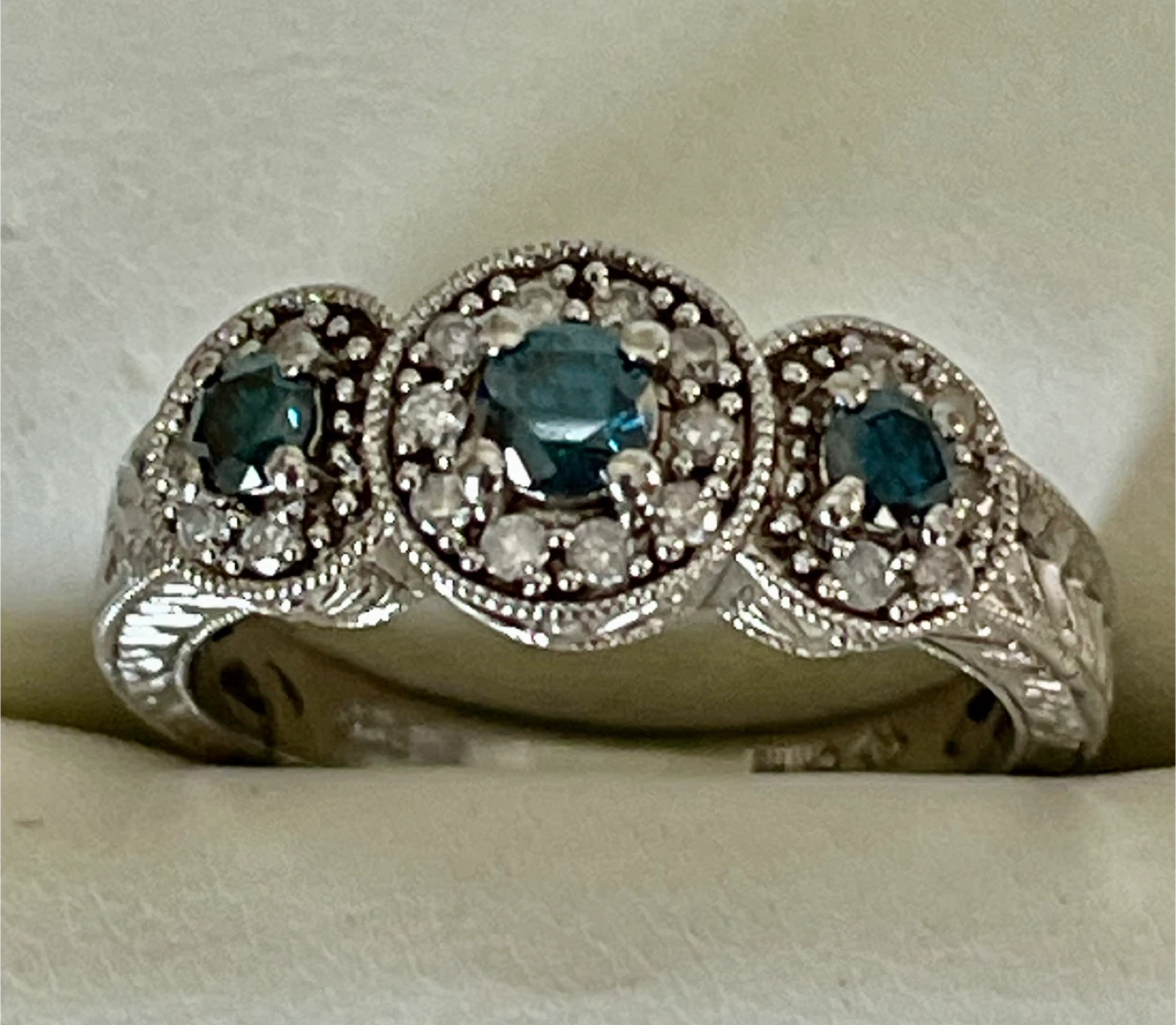 Authentic Blue and white Diamond Ring