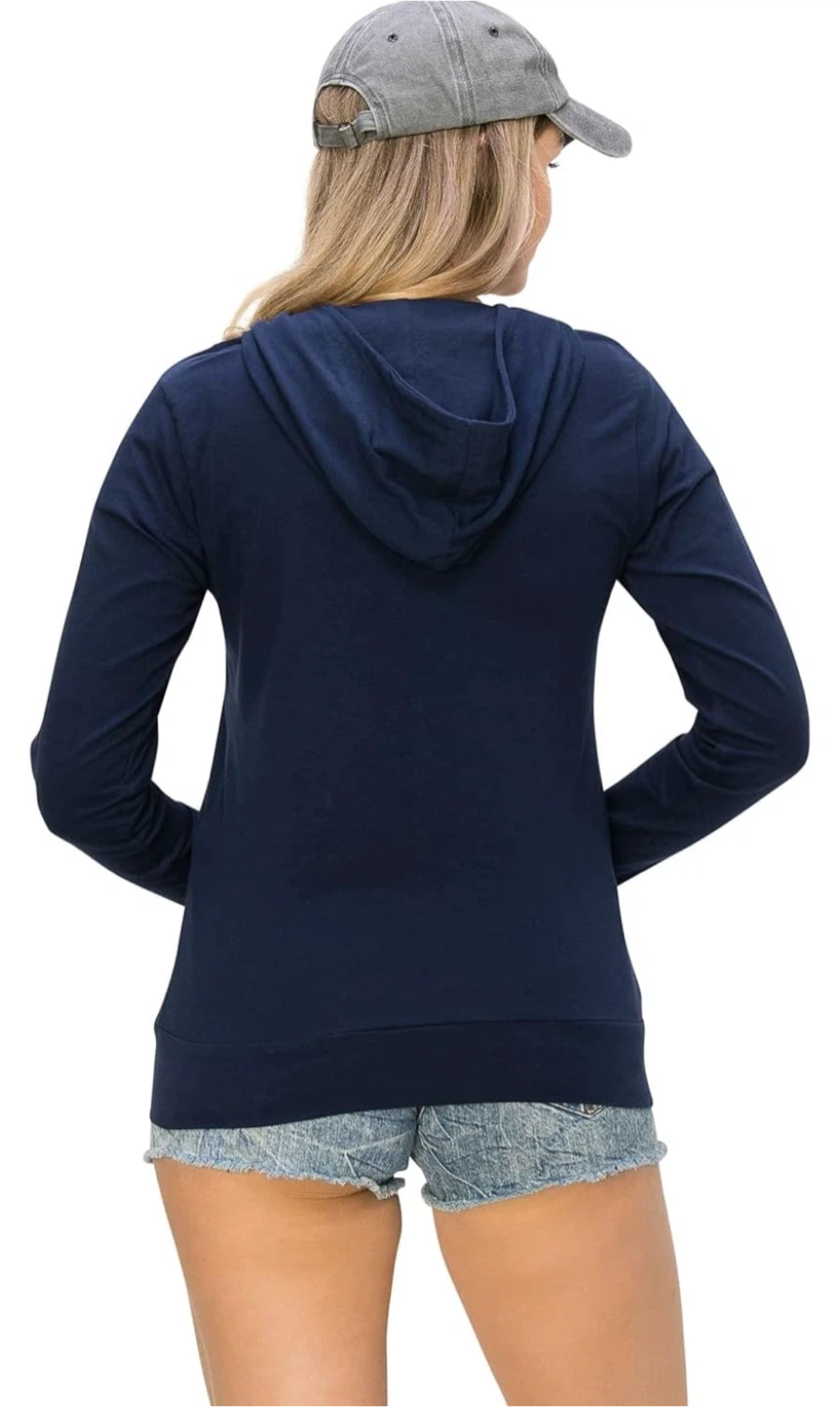 NEW! LALAPARKS Navy Lightweight Cotton Zip-Up Hoodie Jacket - photo 2