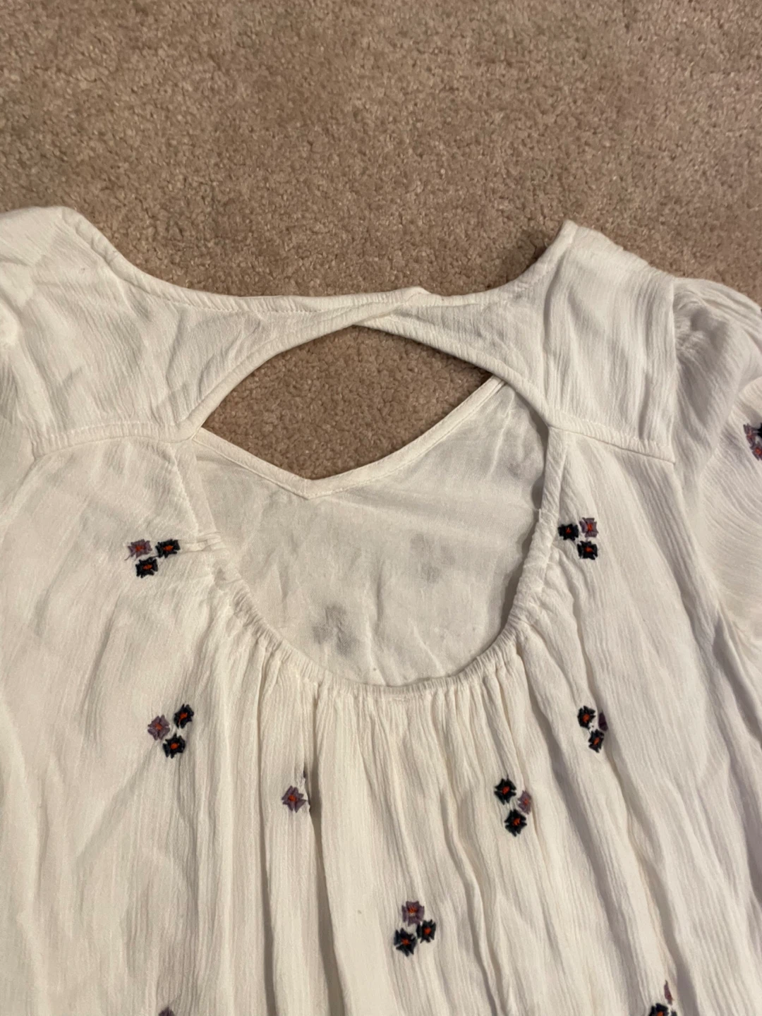 Free People White Floral Long Sleeve Mini Dress - photo 5