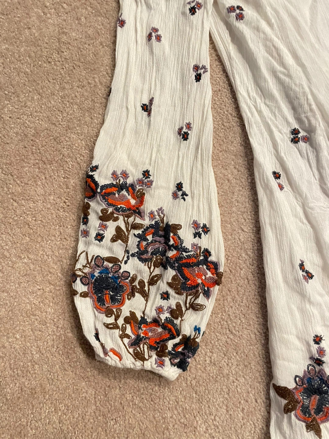 Free People White Floral Long Sleeve Mini Dress - photo 3