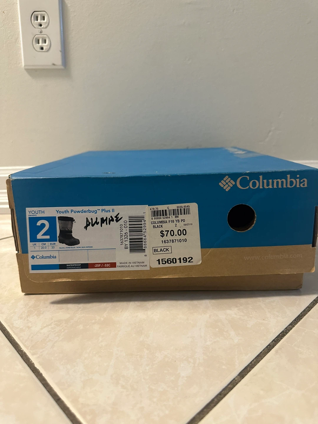 Columbia Size 2 Youth Winter Boots