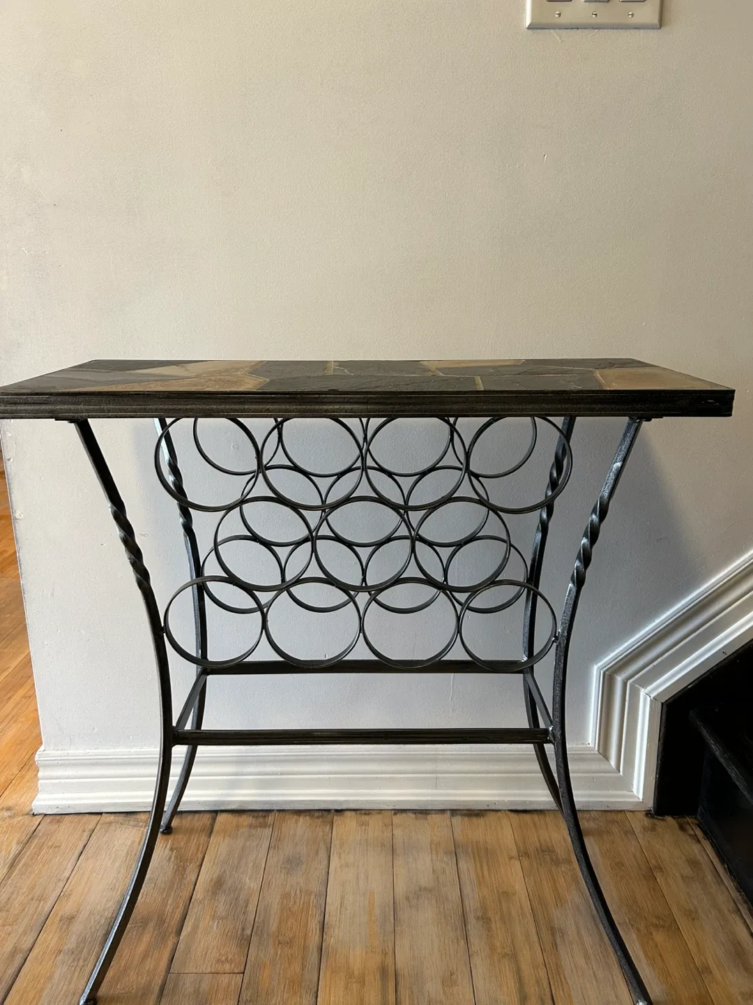 Metal Wine Rack Table with Stone Top thumbnail