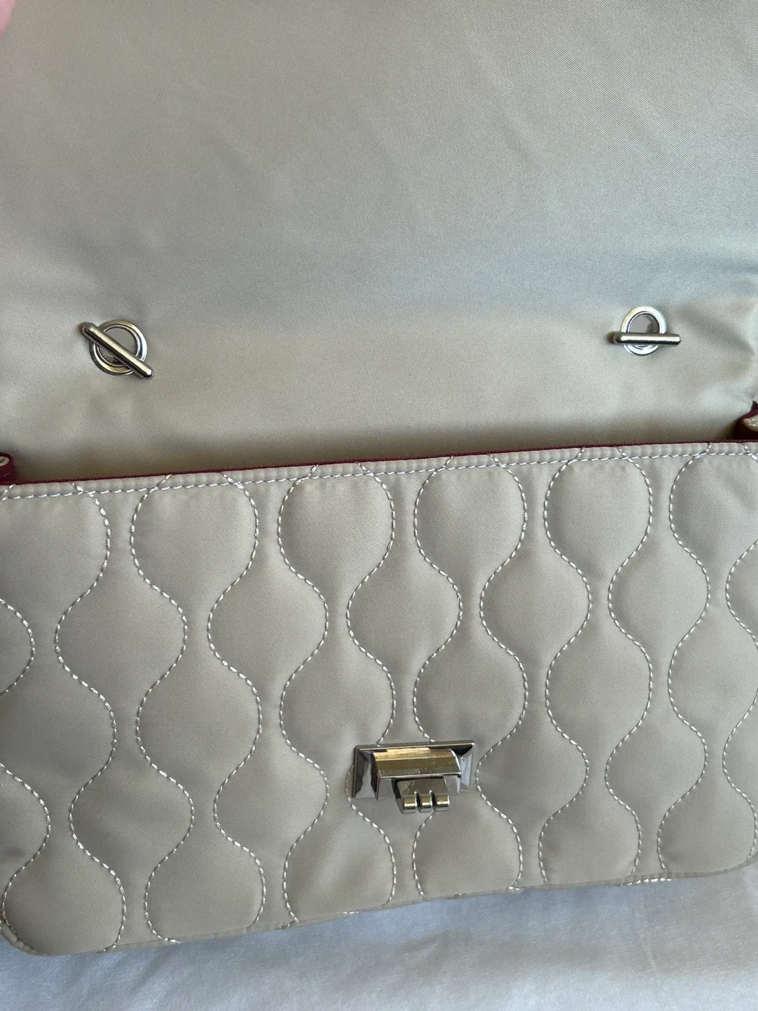 Beige Quilted & Faux Fur Shoulder Bag - Brand New image indicator(5)