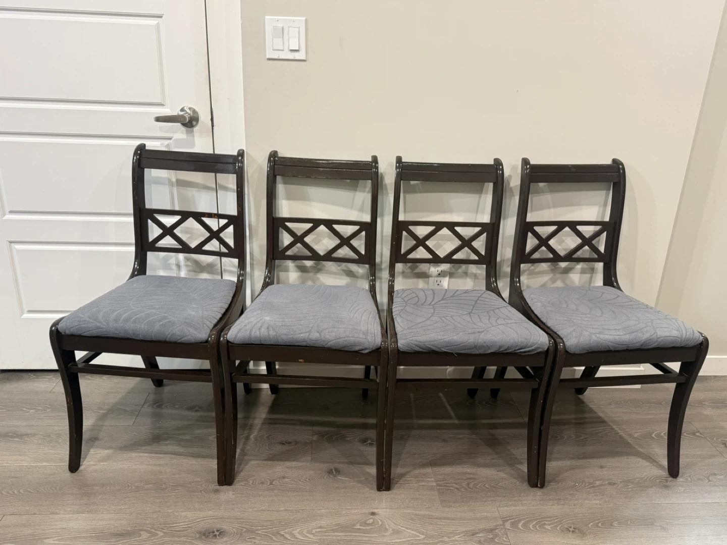 Set of 4 Dark Brown Dining Chairs