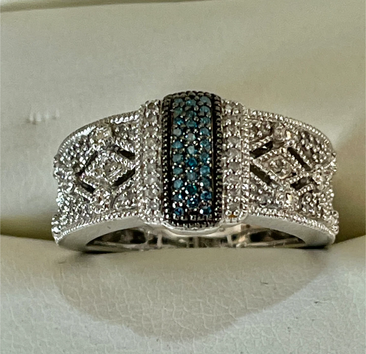 Authentic blue and white Diamond Ring
