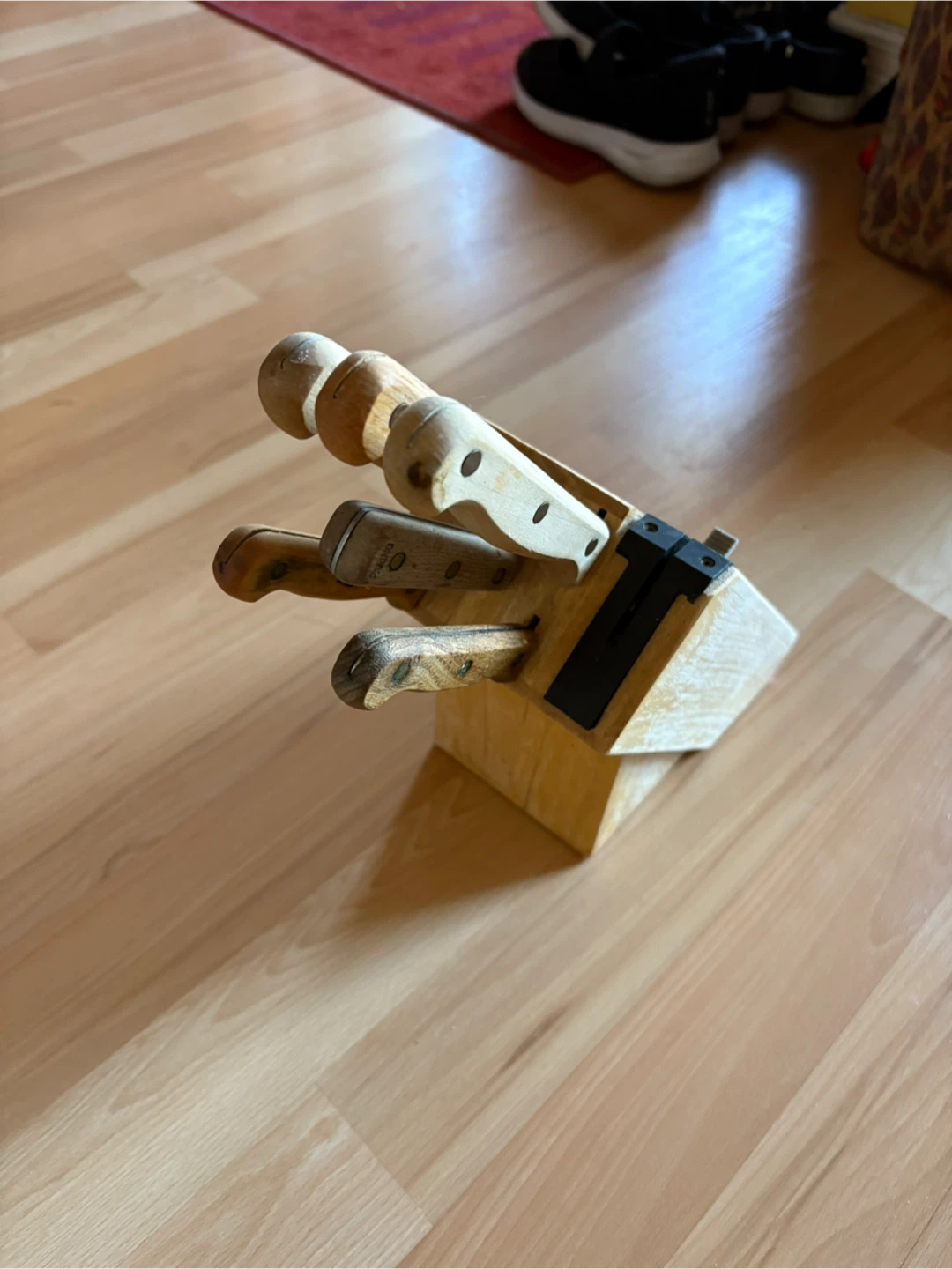 Wood Block with Knives and Sharpener - photo 3