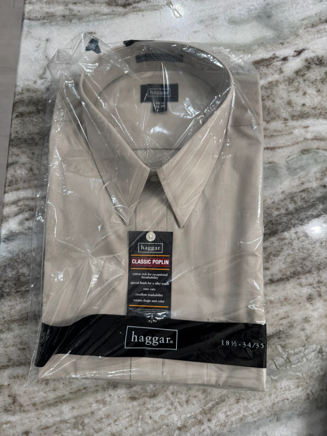 New Haggar Classic Poplin Shirt - 18 1/2 34-35