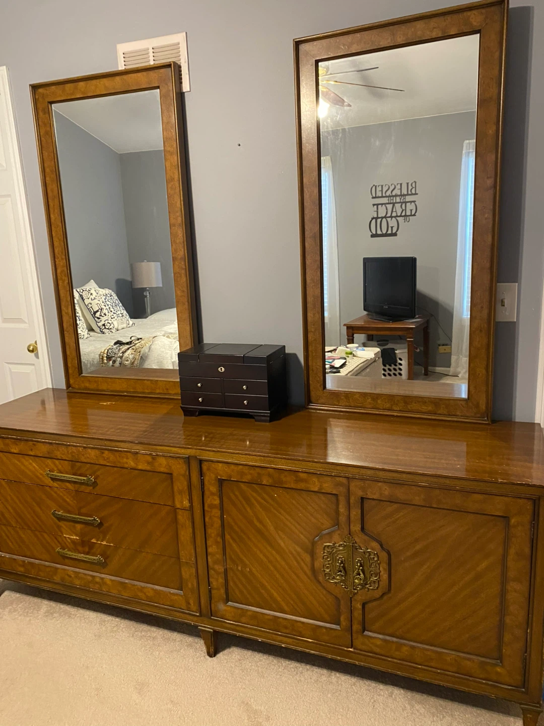 Vintage Wood Dresser with Mirrors & Armoire - photo 4