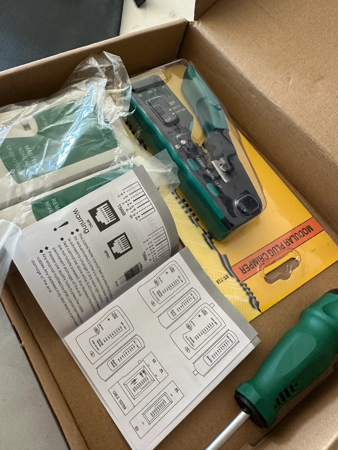 Network Cable Tester Kit with Crimper & Connectors image indicator(6)