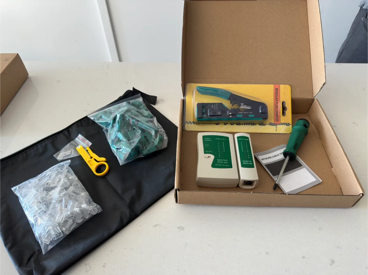 Network Cable Tester Kit with Crimper & Connectors