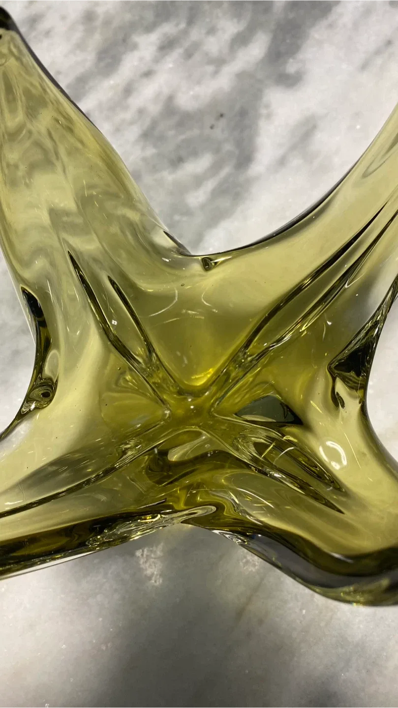 Chalet signed Decorative Art Glass Bowl - Yellow image indicator(3)