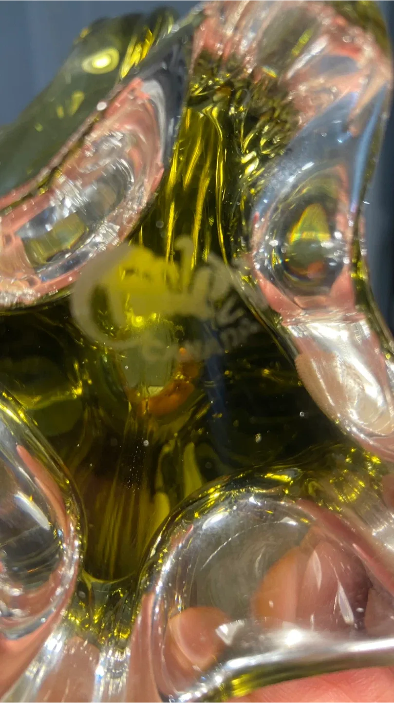 Chalet signed Decorative Art Glass Bowl - Yellow image indicator(4)