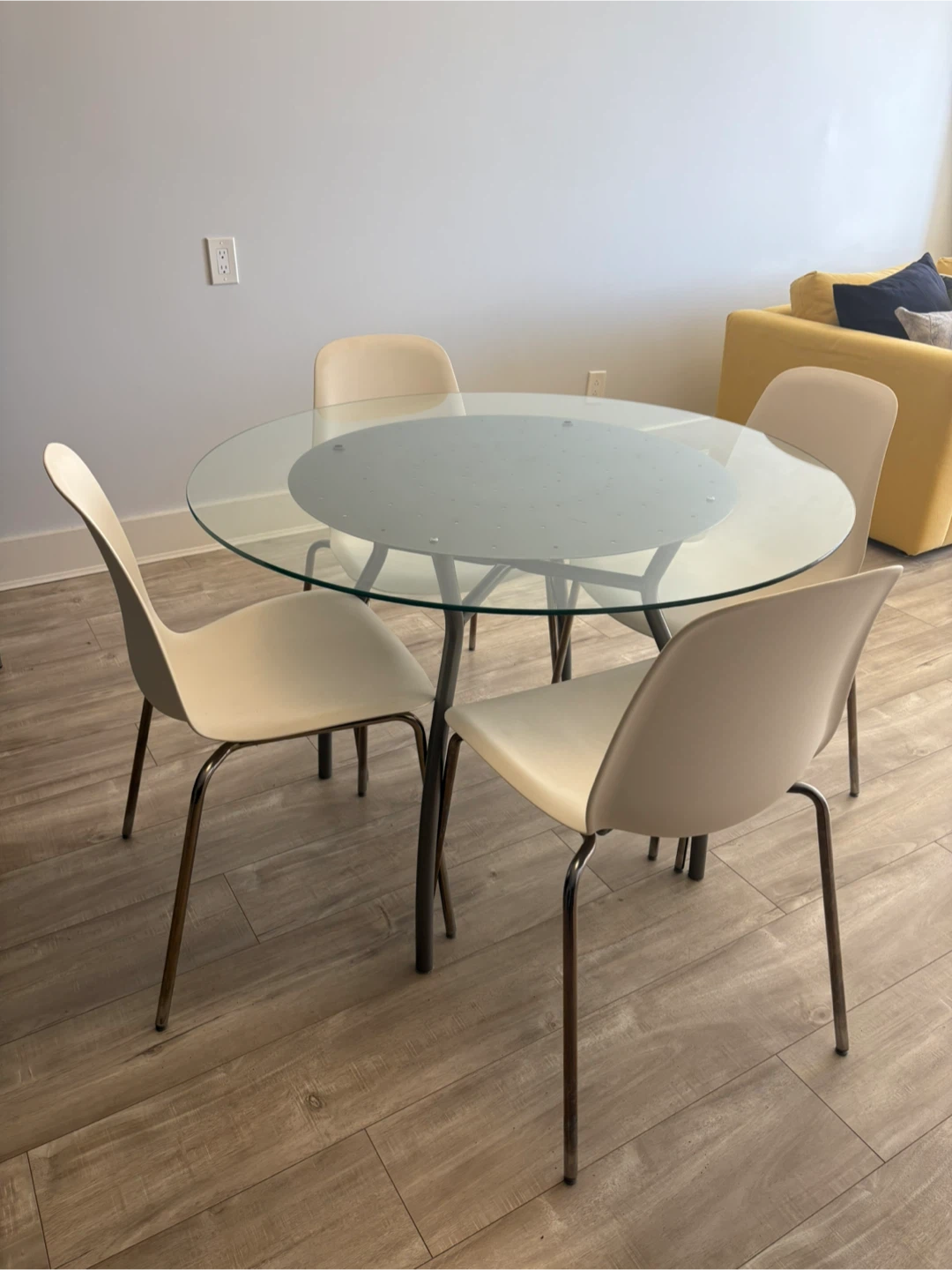 IKEA Round Glass Dining Table with 4 Chairs