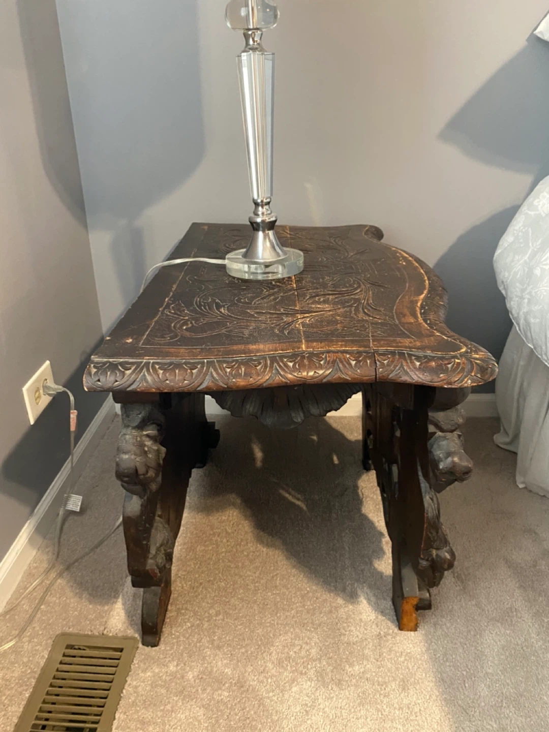 Antique Carved Wood Accent Table - photo 3