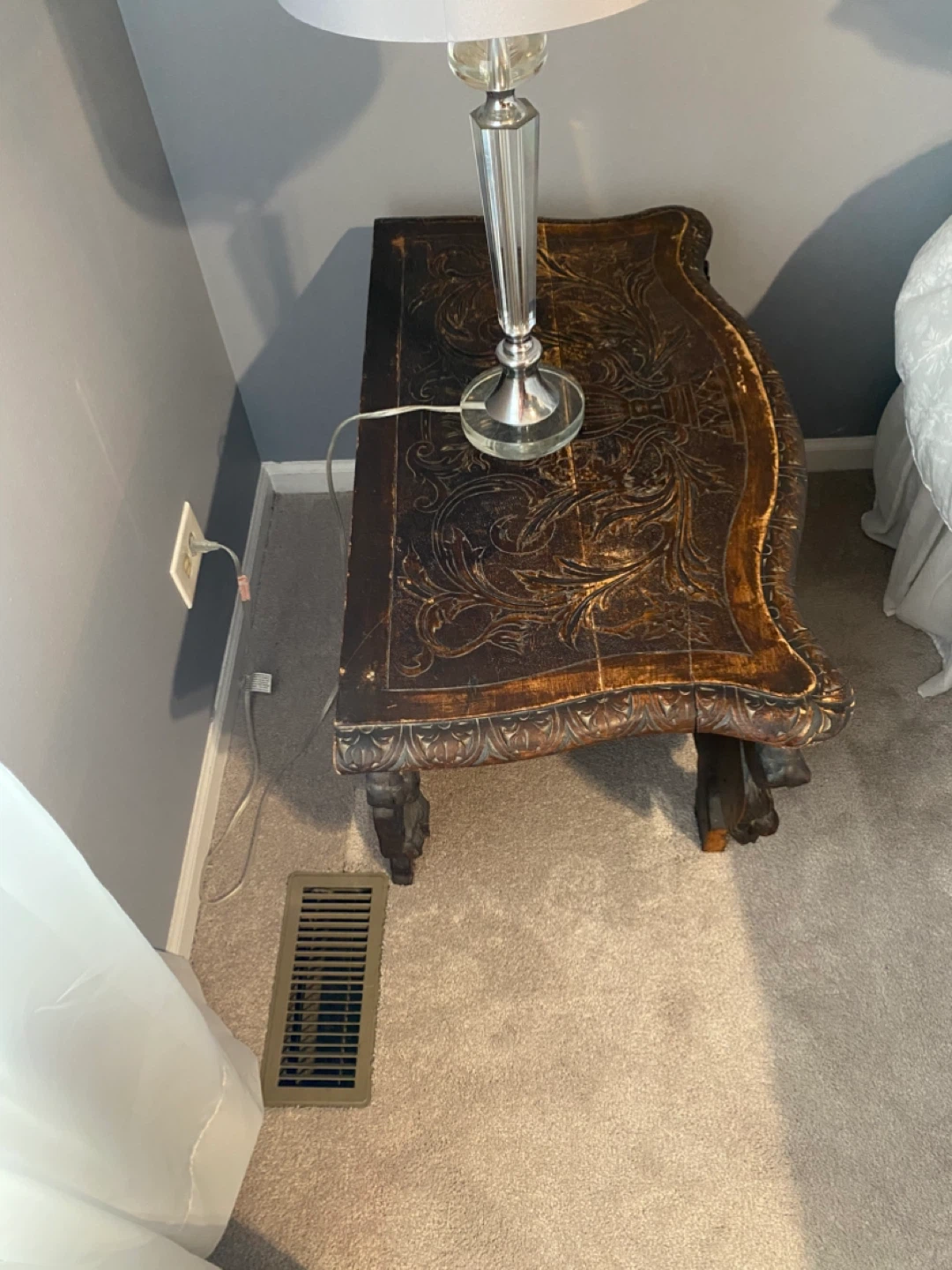 Antique Carved Wood Accent Table - photo 4
