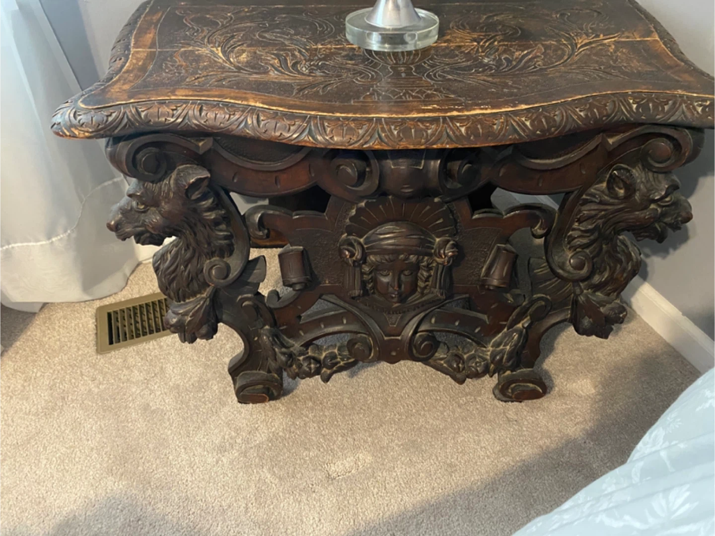 Antique Carved Wood Accent Table - photo 2