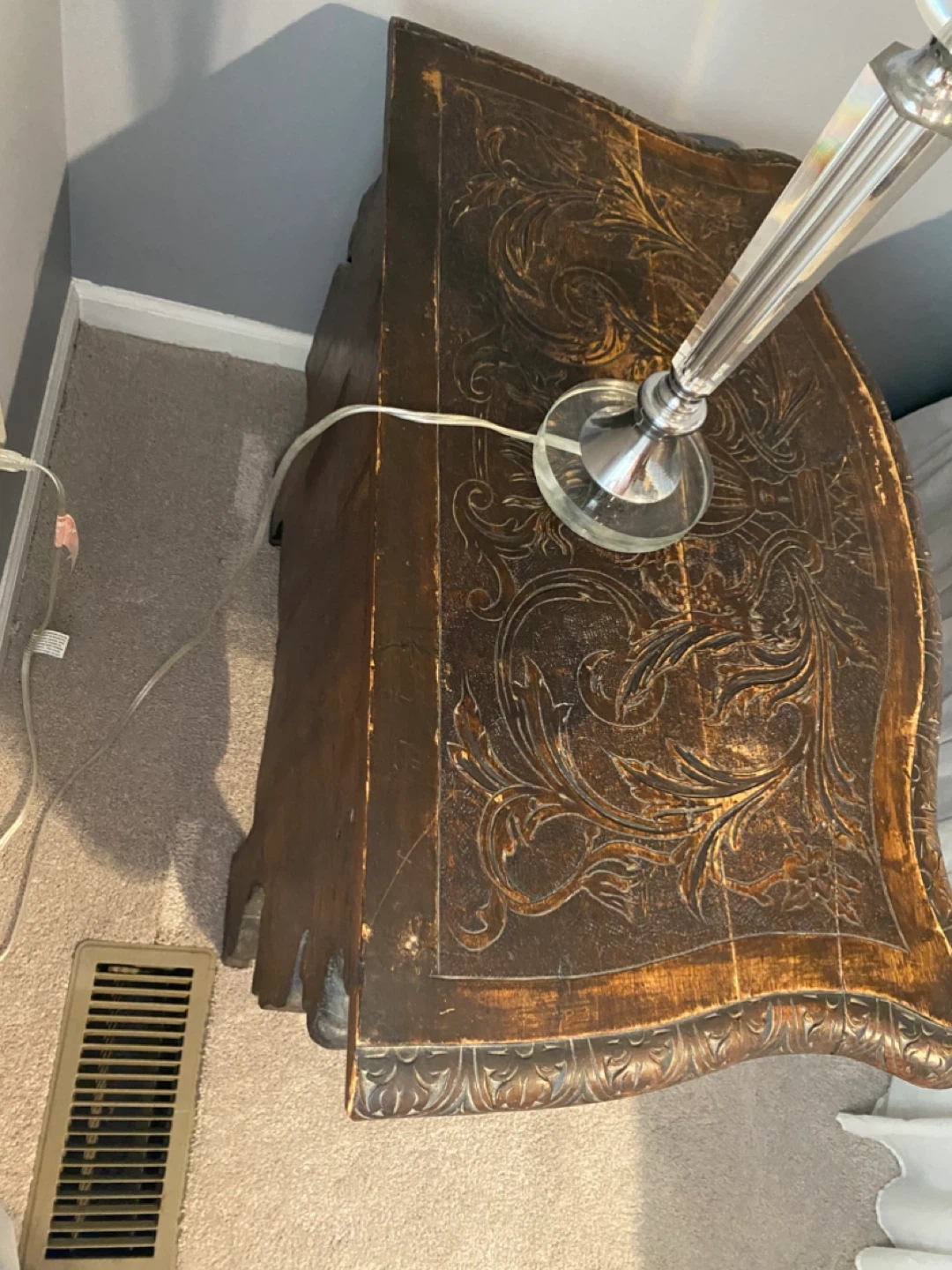 Antique Carved Wood Accent Table - photo 5