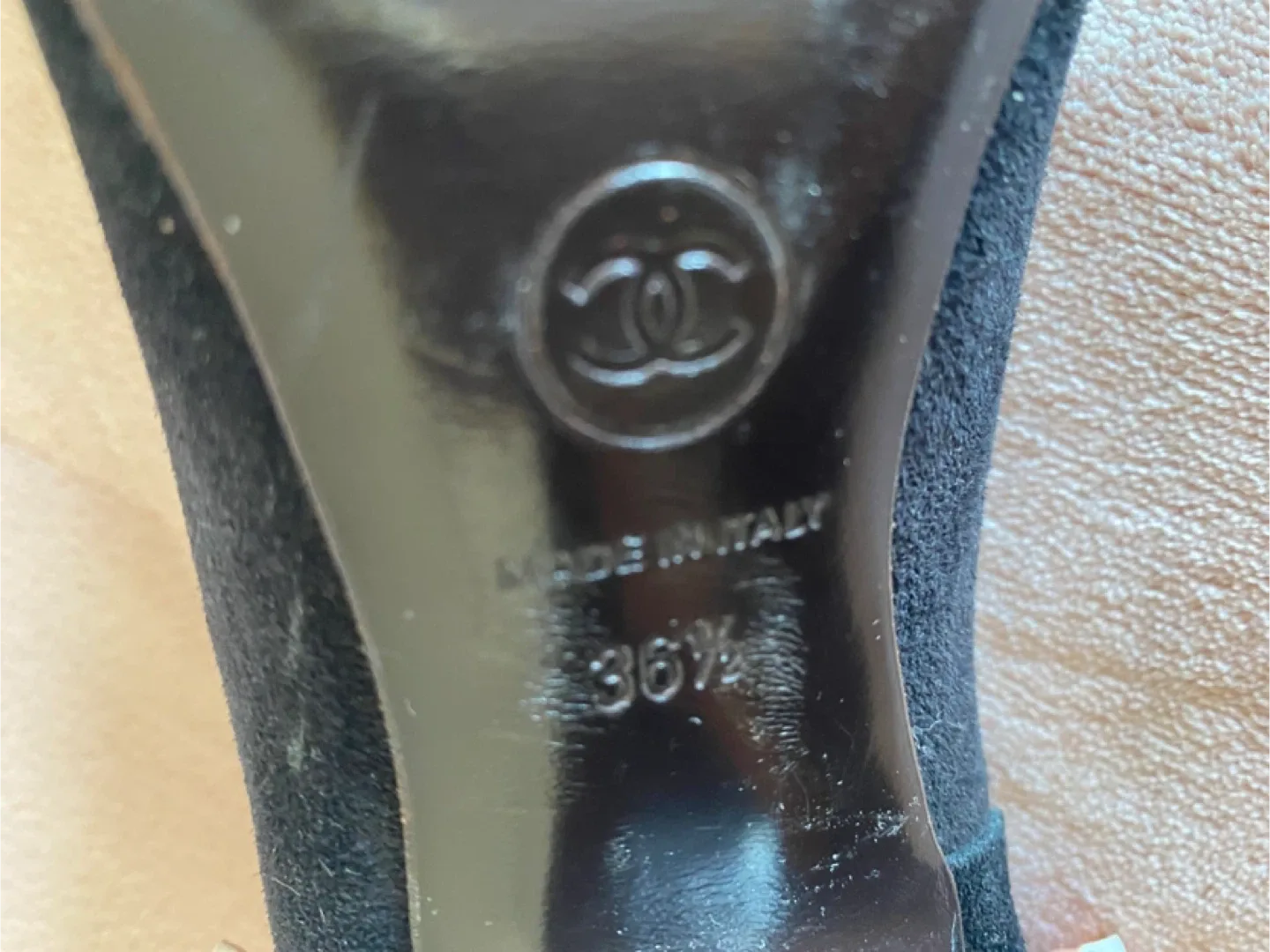 Black Chanel Suede Heels image indicator(2)