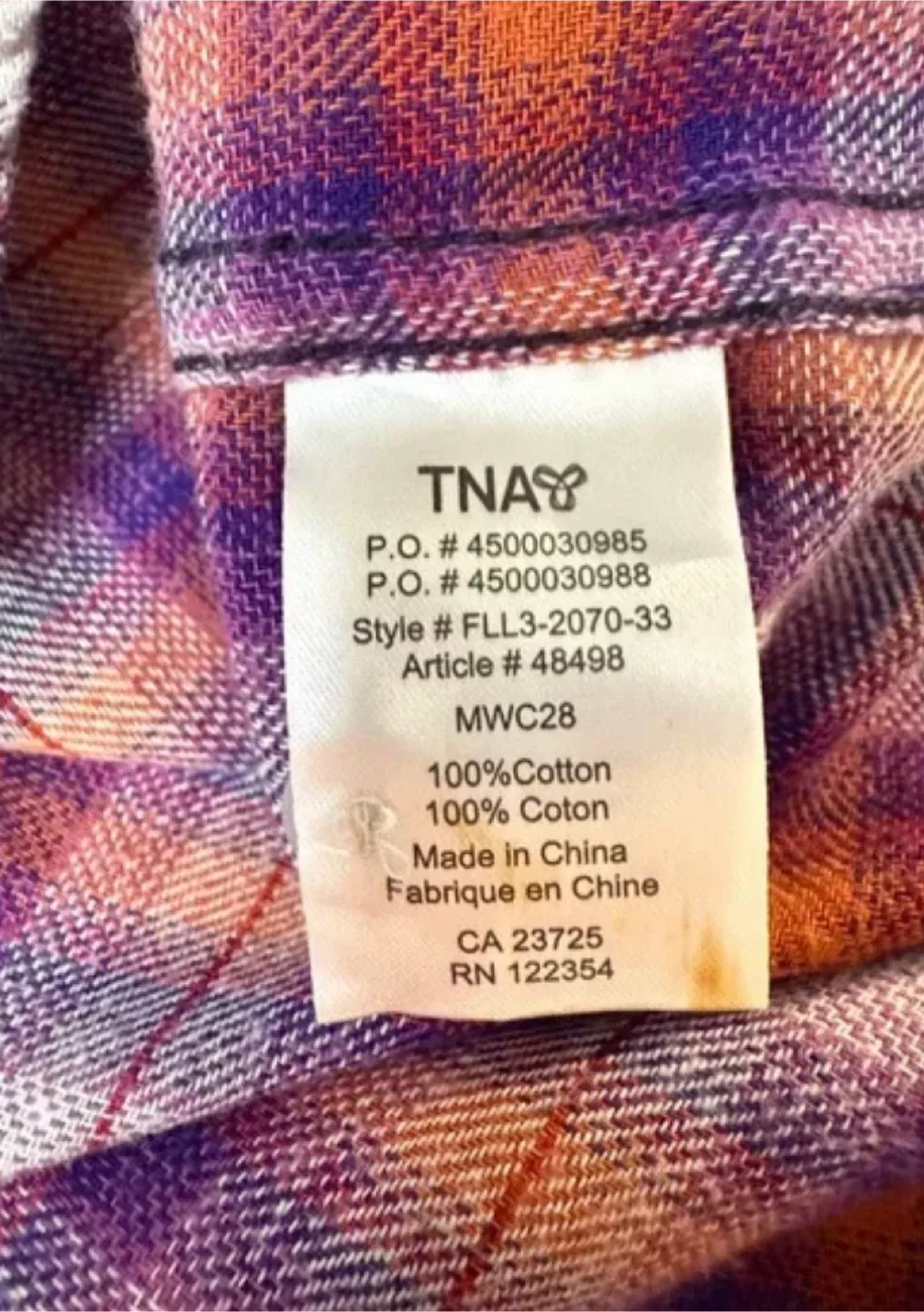 TNA Plaid Flannel Hoodie - Size S image indicator(7)